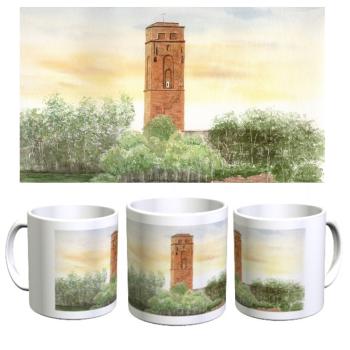 Tasse Becher Kaffeebecher Aquarell Maritim Kunst Druck Kunstdruck Nordsee Insel Borkum Alter  Leuchtturm Strand Meer Dünen